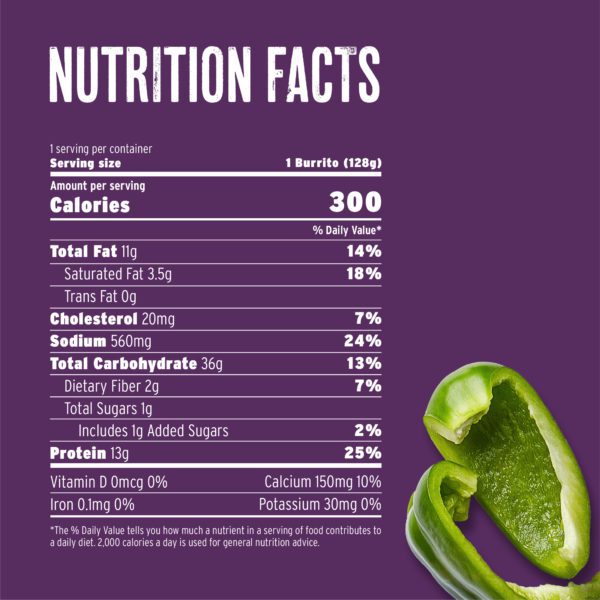 Philly Steak & Cheese Burrito nutrition label