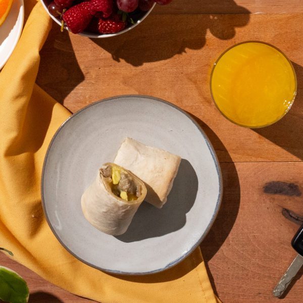 Turkey Sausage Breakfast Burrito Plate Shot