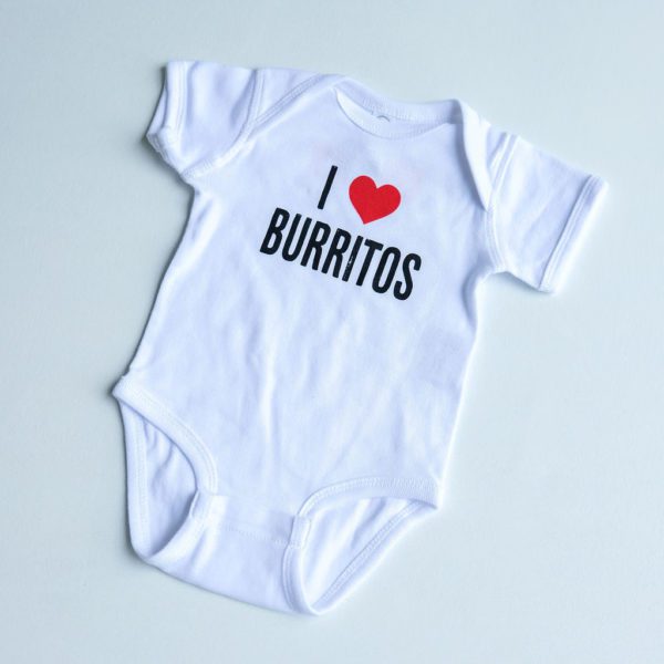 Baby I Heart Burritos Onesie Front