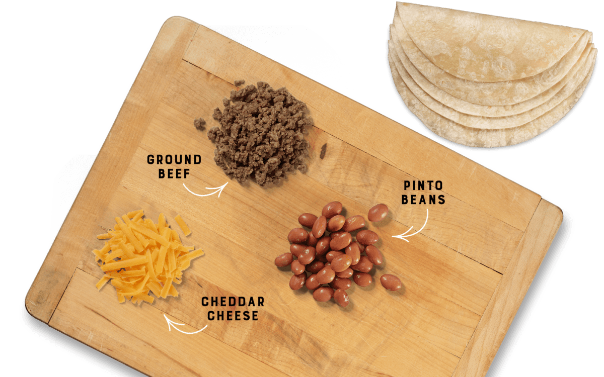 Beef & Bean Burrito Ingredients Board