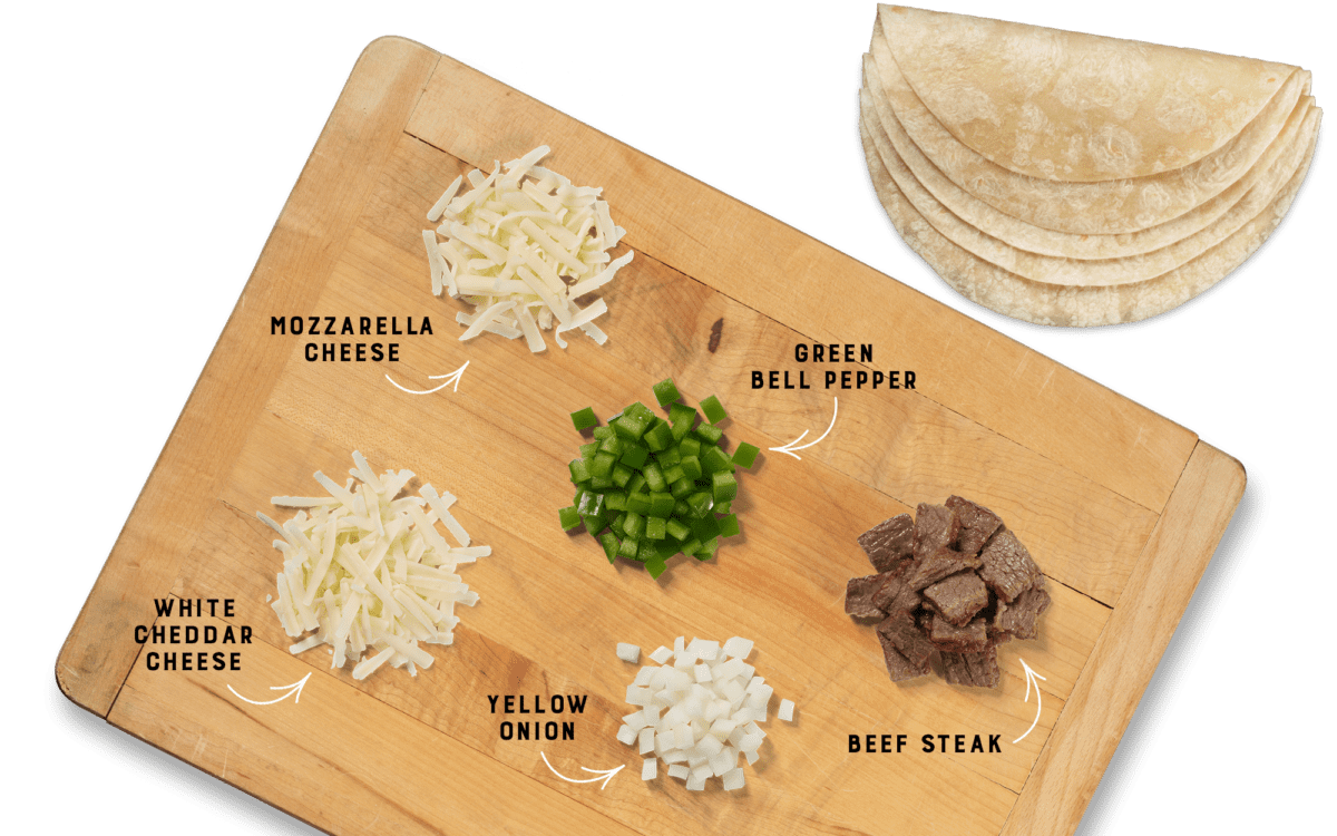 Philly Steak & Cheese Burrito Ingredients Board