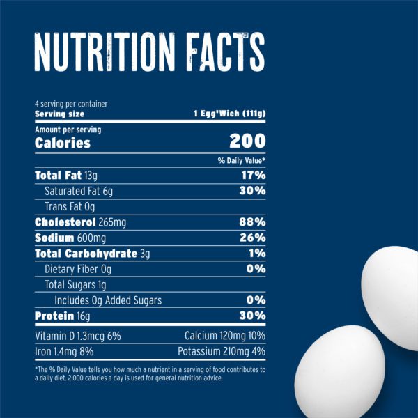 Chicken Chorizo Egg’Wich 4-Pack nutrition label