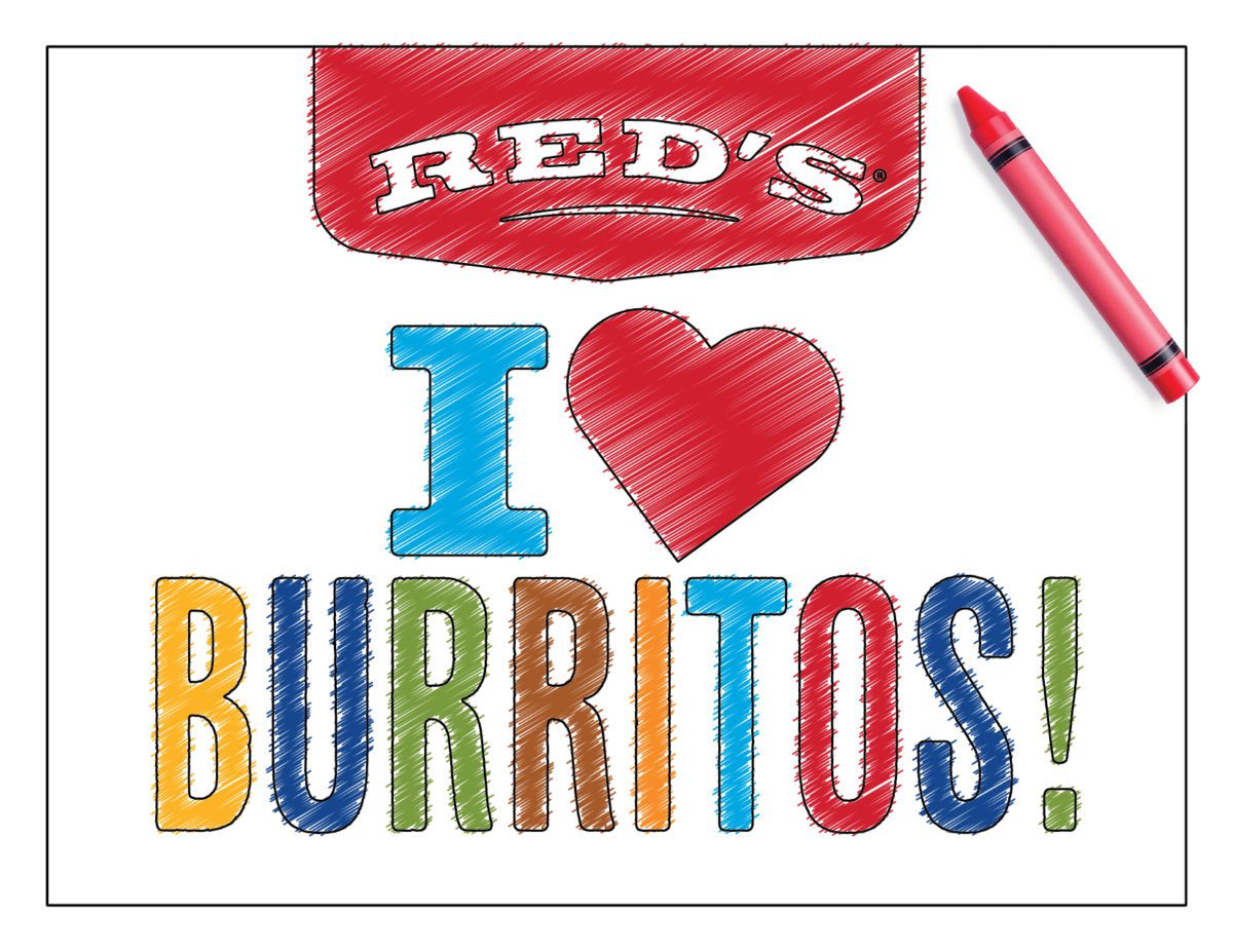I Heart burritos coloring sheet