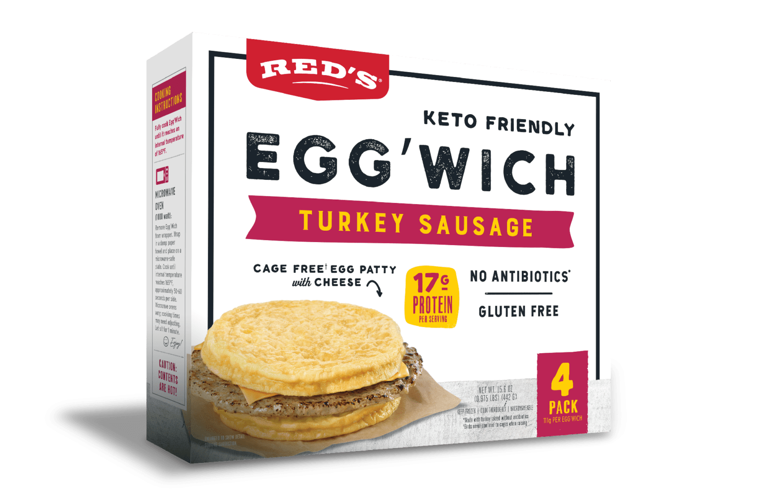 Turkey Sausage Egg'Wich 4Pack Red's All Natural